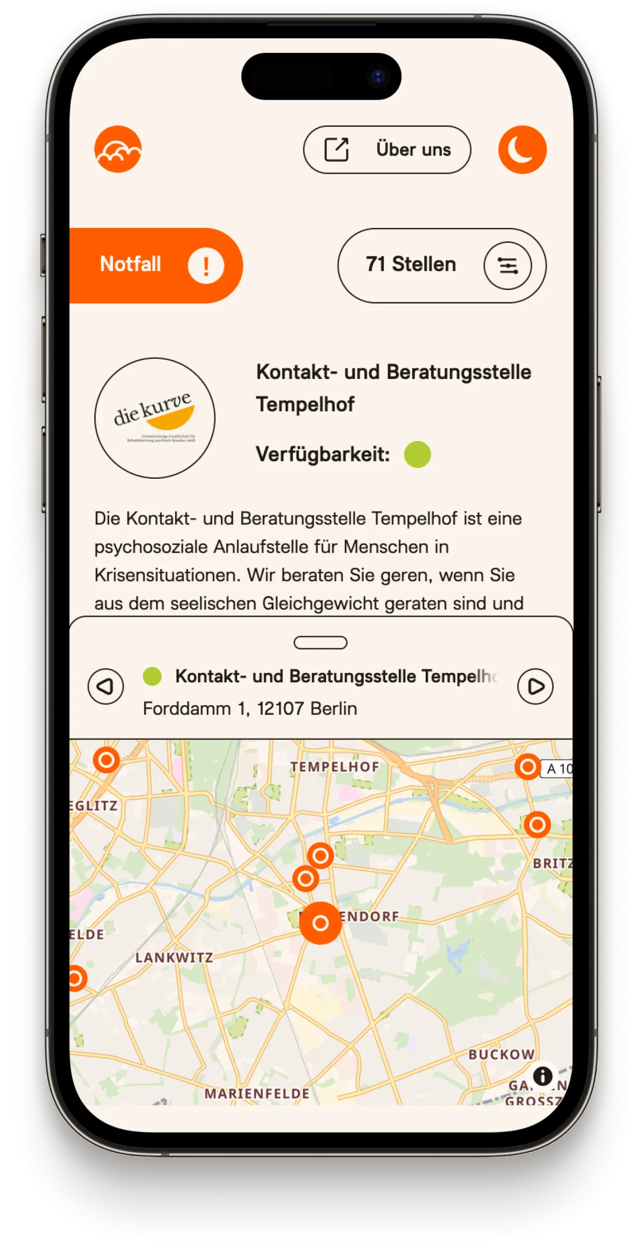 Grafik eines Smartphones. Geöffnet ist die Webseite von mimpas.