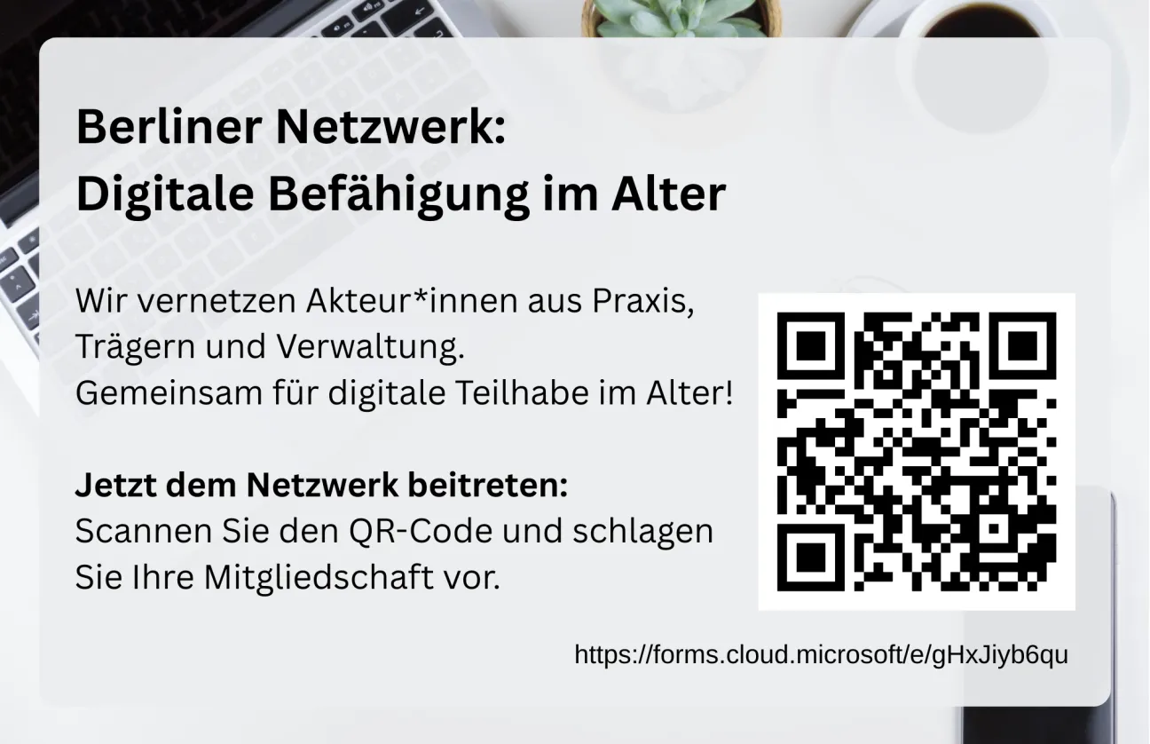 QR-Code zur Mitgliedschaft des Berliner Netzwerk: Digitale Befähigung im Alter