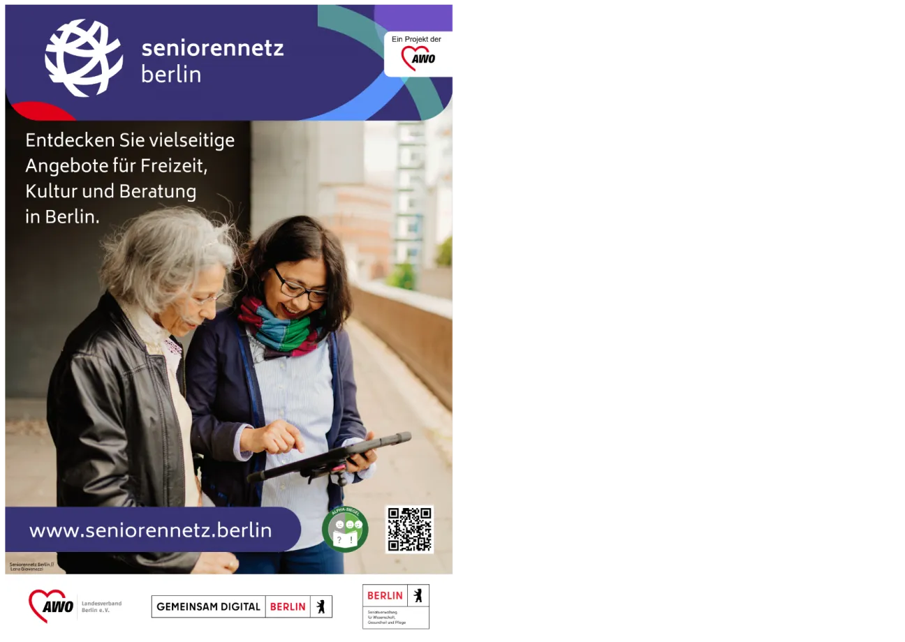 Poster zur Bewerbung des Seniorennetz Berlin