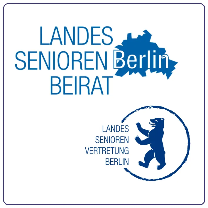 Zwei Logos: Landesseniorenbeirat Berlin und Landesseniorenvertretung Berlin